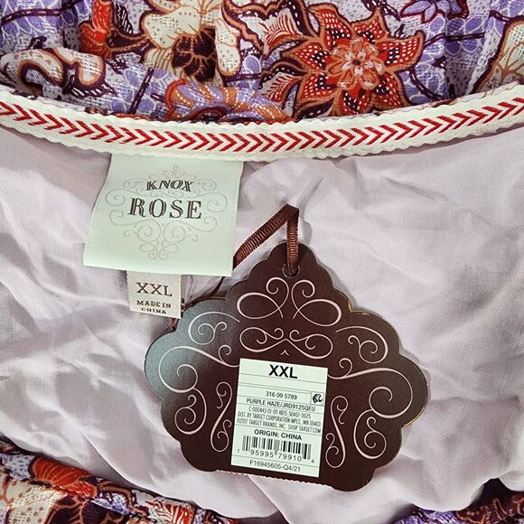 Knox Rose Dress Size XXL Purple Haze Multicolor Midi Short Flutter Sleeve Floral - Picture 9 of 13